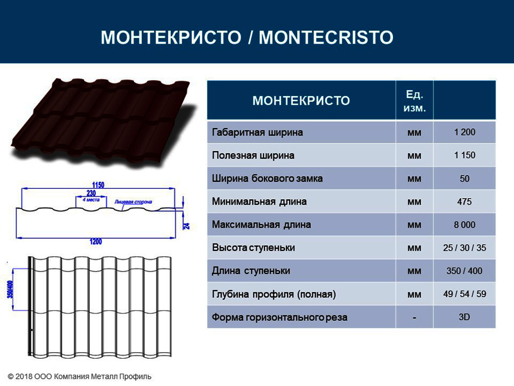 Металлочерепица МП Монтекристо-S NormanMP (ПЭ-01-3005-0.5) - фото 5