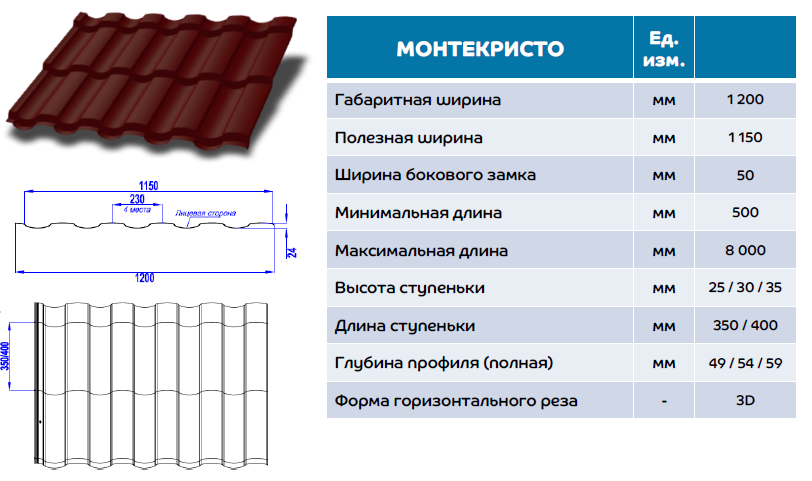 Металлочерепица МП Монтекристо-S NormanMP (ПЭ-01-3005-0.5) - фото 10